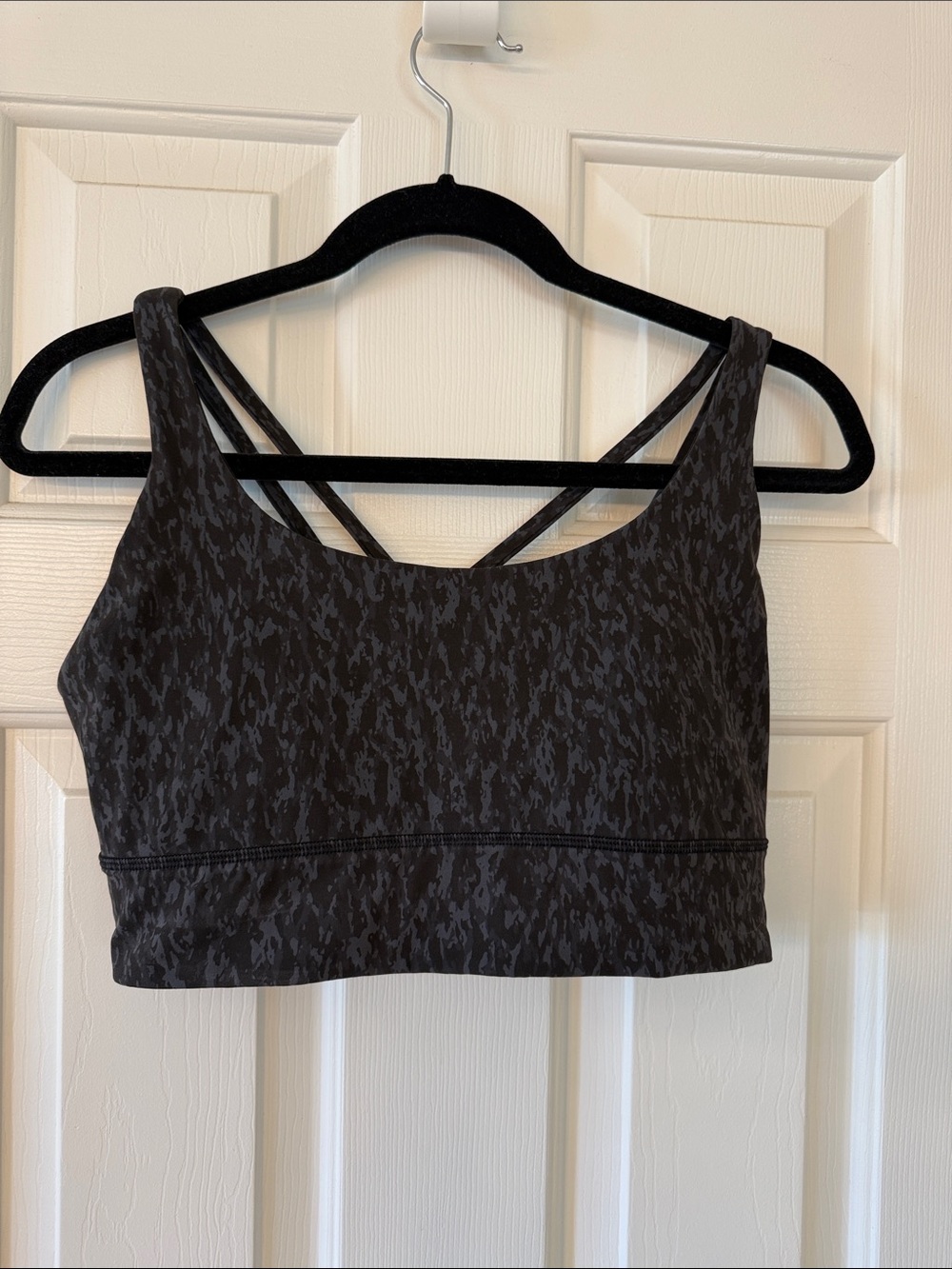 Lululemon size 12 energy longline Sports Bra black and gray leopard (no pads)